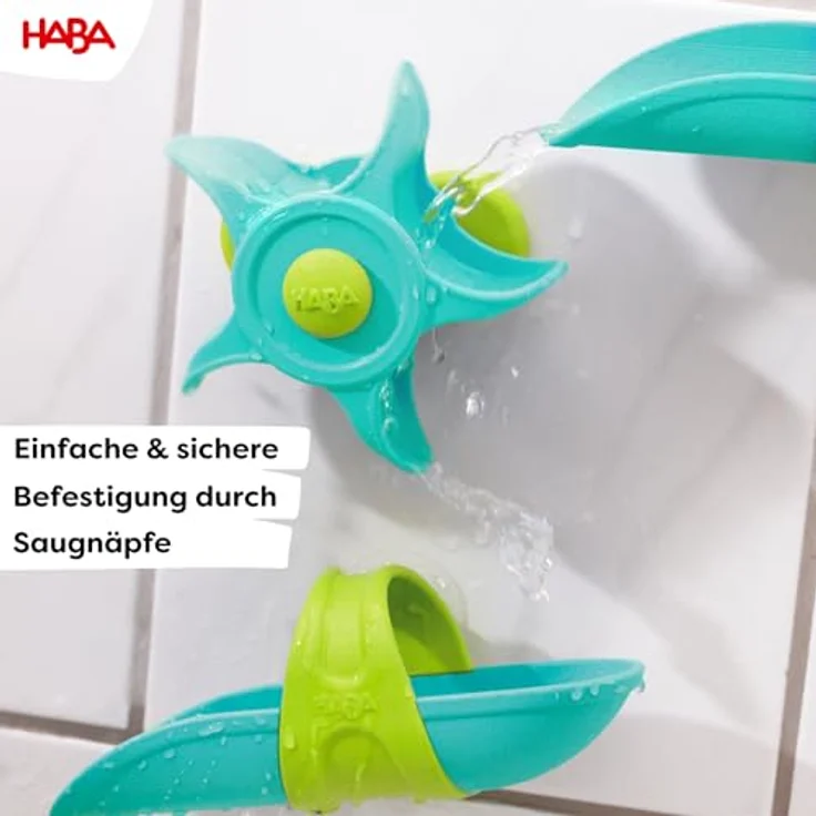 HABA Kugelbahn Badespaß-Wasserstrudel, buntes Badewannenspielzeug mit Saugnäpfen, Wasserspielzeug für Kinder ab 3 Jahren – Bild 3
