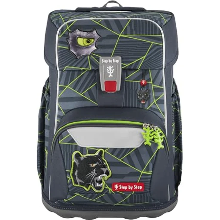 Step by Step Giant Schulranzen-Set „Dark Cat Chiko“ 23L, 5-teilig, grün, ergonomisch, höhenverstellbar, mit Reflektoren, für Jungen ab der 1. Klasse – Bild 2
