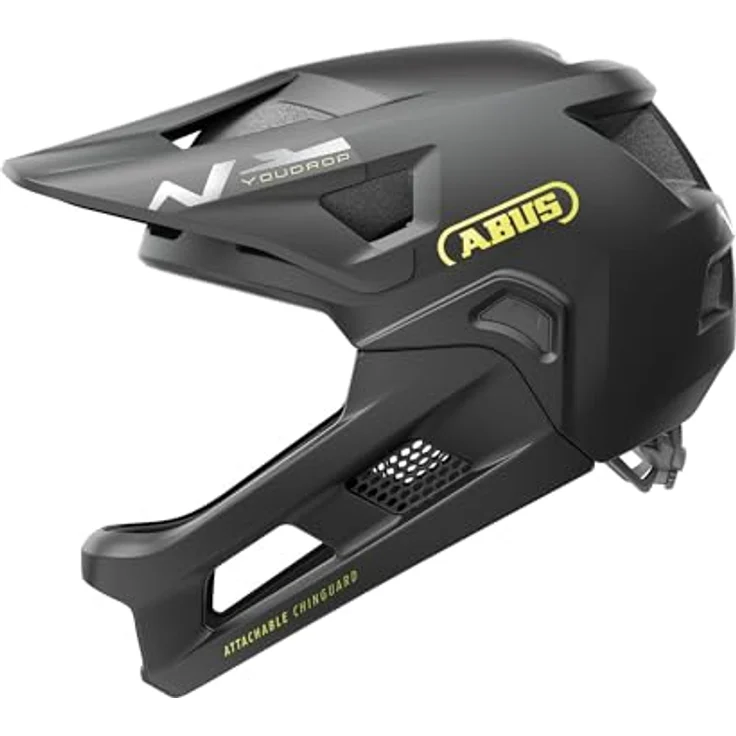 ABUS MTB-Helm YouDrop FF - Fullface-Helm für Kinder und Jugendliche - für den Einstieg in den Mountainbikesport - mit abnehmbarem Kinnschutz - Schwarz, Größe S – Bild 1