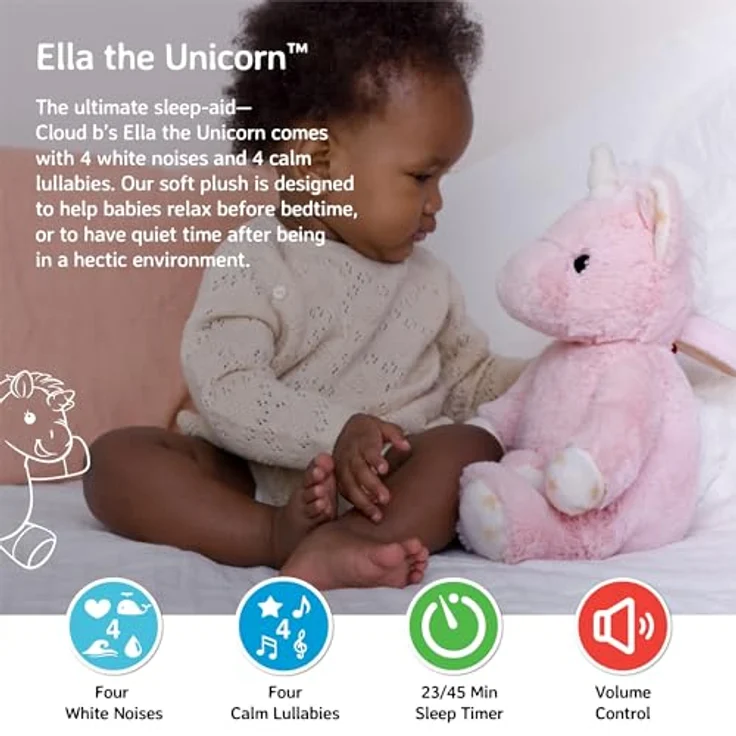 Cloud B Ella das Einhorn, Kuscheltier mit Sternenprojektor und Nachtlicht für Babys, sanftes Licht und 8 beruhigende Geräusche, inklusive Auto-Off-Funktion – Bild 2