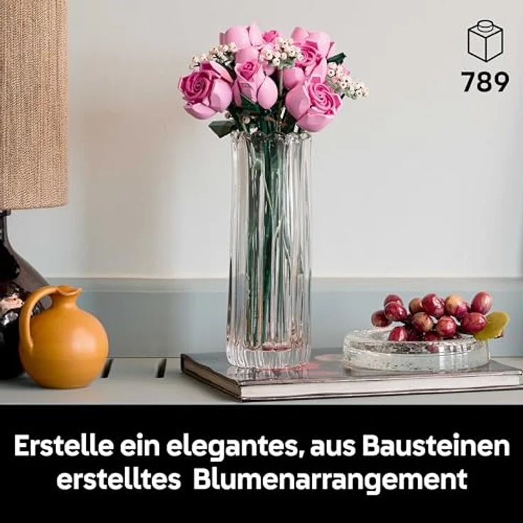 LEGO Botanicals Rosa Rosenstrauß 10374, Kunstblumen Modellbau Set mit 12 Rosen & 4 Zweigen Schleierkraut für kreative Deko im Zuhause oder Büro – Bild 2