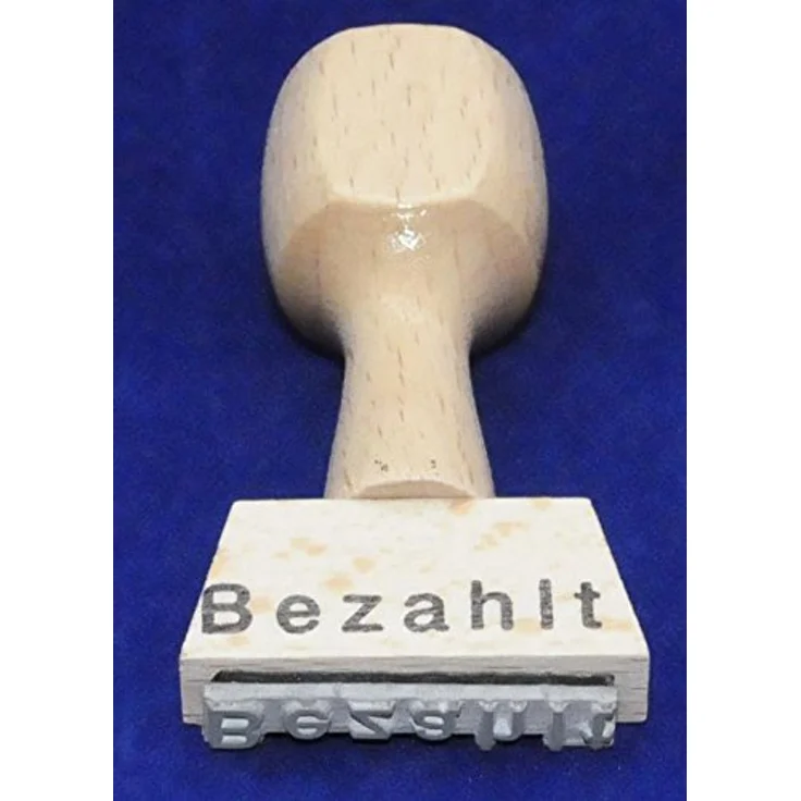 Neutral Textstempel "Bezahlt" ohne Logo, Holzgehäuse, Abdruckmaß 3,3 x 0,7 cm, Made in Germany – Bild 2