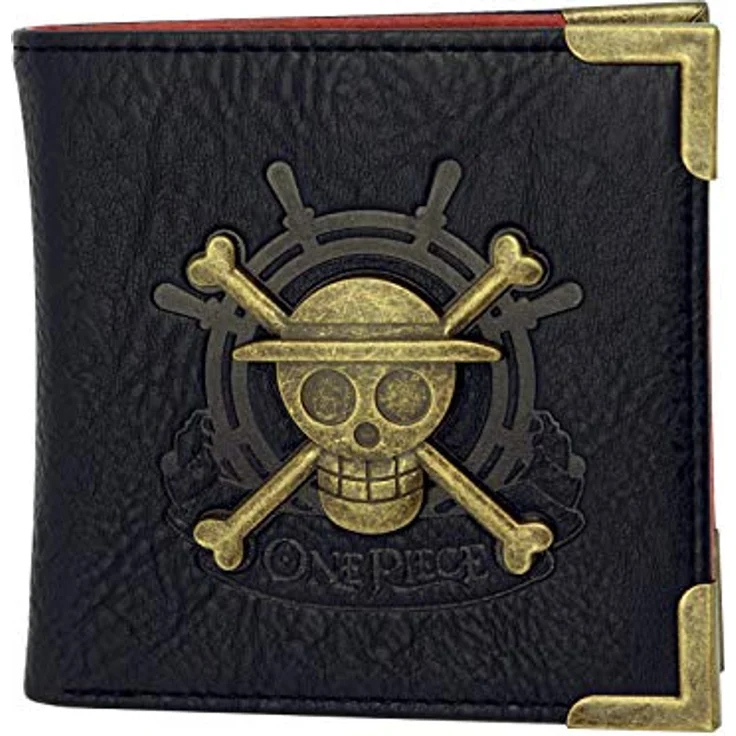 One Piece Anime Geldbeutel Strohhut-Skull, Polyurethan, Schwarz, mit 3D Logo und Münzfach – Bild 2