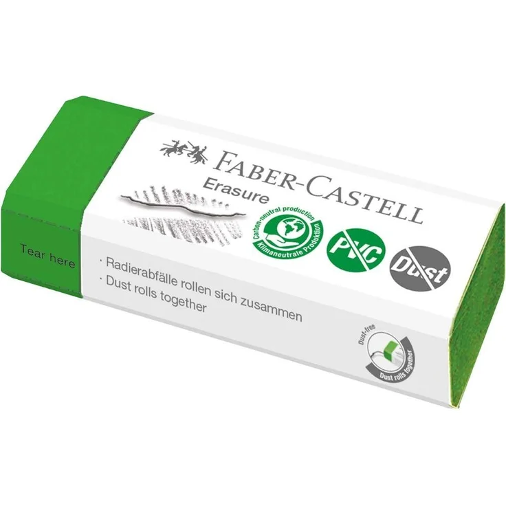Faber-Castell Radiergummi Faber-Castell Radierer 'Erasure', PVC-frei, zuverlässiges Radieren von Buntstift- oder Bleistiftmarkierungen, Kautschuk, schmierfreie Ergebnisse