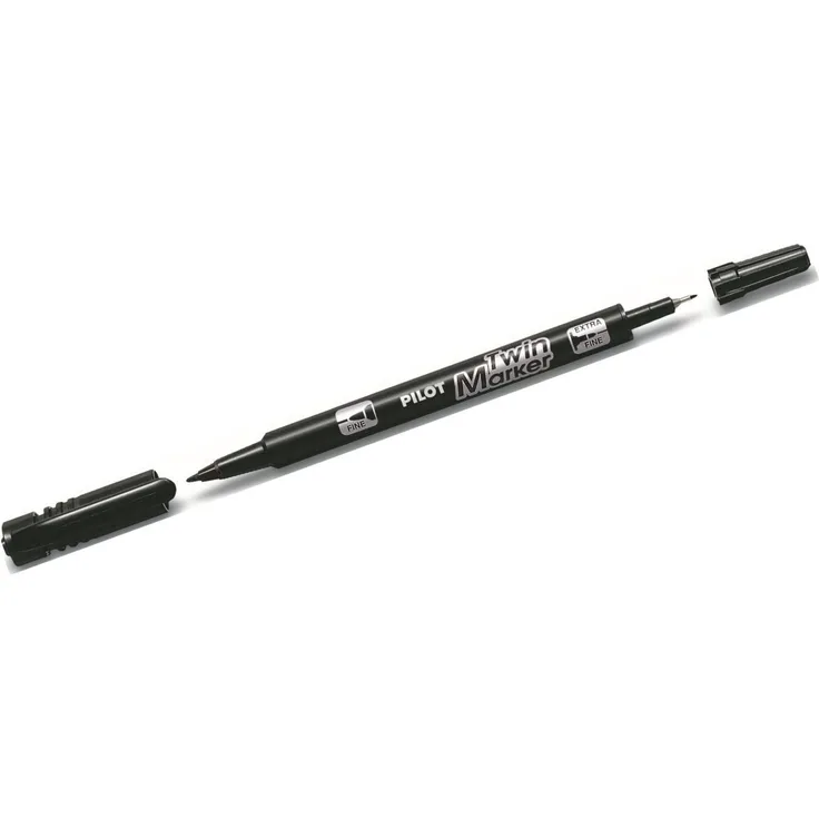 Pilot Pen Permanentmarker Twin-Marker fein BEGREEN, xylolfreie Tinte, wasserfest, 2 Rundspitzen, blau