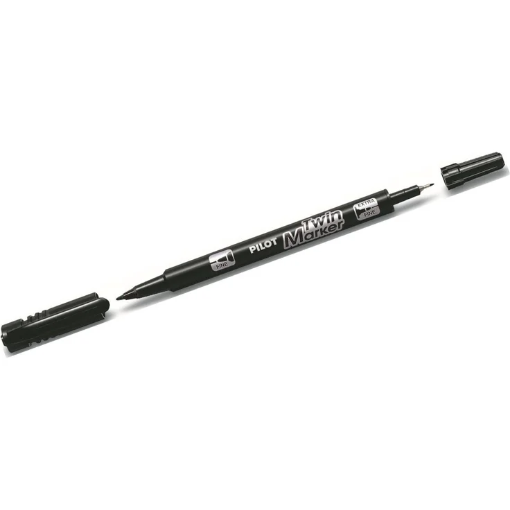 Pilot Pen Permanentmarker Twin-Marker fein BEGREEN, xylolfreie Tinte, wasserfest, 2 Rundspitzen, blau