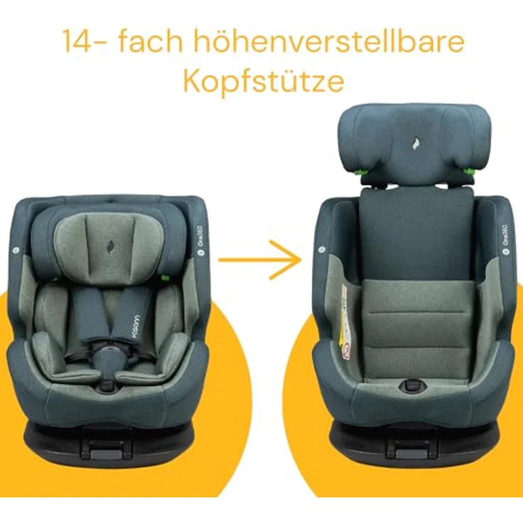 Osann Autokindersitz One360 i-Size, 360° drehbarer Reboarder Kindersitz Isofix, ab Geburt bis 12 Jahre, Baby Autositz – Bild 6