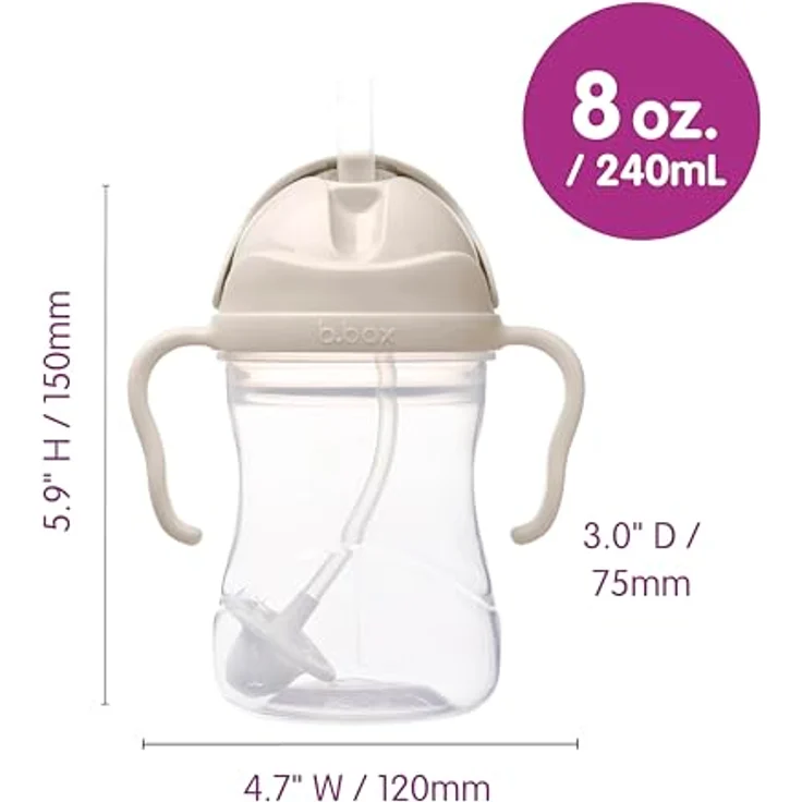 B.Box Gelato Cup Tasse mit Strohhalm, 240 ml, praktische Kindertasse in Latte für 6 Monate+ – Bild 5