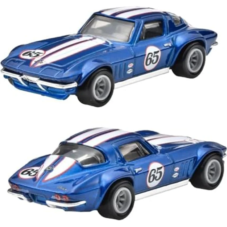 Mattel Hot Wheels HRR80 Premium Corvette COPO '69 Stingray Coupe, Mini-Spielzeugauto für 3-Jährige, Blau, 2er Set – Bild 2