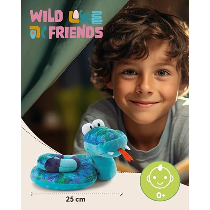 Nici Kuscheltier Wild Friends GREEN, Schlange ZsaZsa 25 cm, recycelte Materialien und lebendiges Design – Bild 3