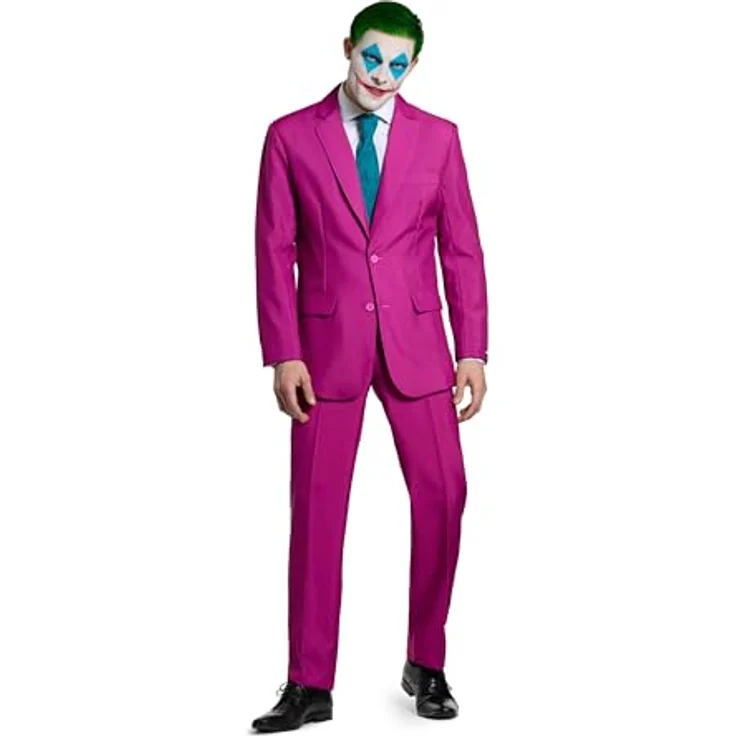 Suitmeister Herren Joker Kostüm - Rubinrotes Halloween Outfit - Batman Schurken Kostüm - inklusive Blazer, Hose und Krawatte - Rot – Bild 1