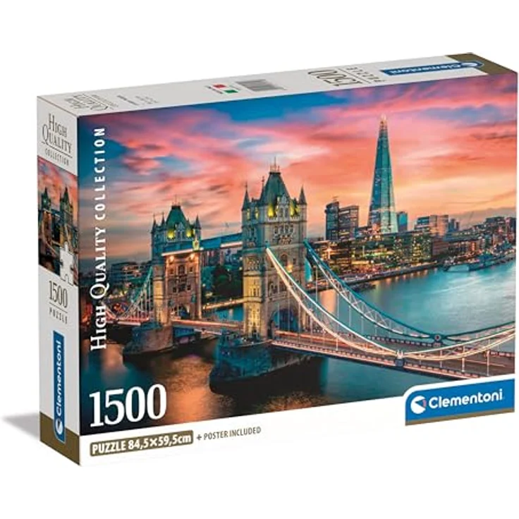 Clementoni London Twilight Puzzle 1500 Teile, anspruchsvolles Puzzle in 59,2 x 84,3 cm für Erwachsene, hochwertiges Motiv für Dekoration und gemeinsames Puzzeln – Bild 1