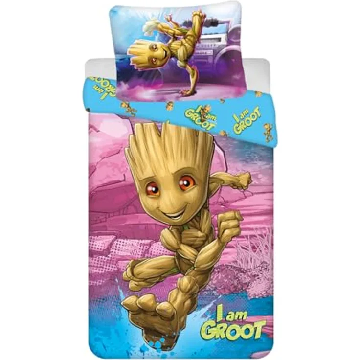 Marvel Bettwäsche-Set "I am Groot, Guardians of the Galaxy", 100% Baumwolle, mehrfarbig (wendbar)