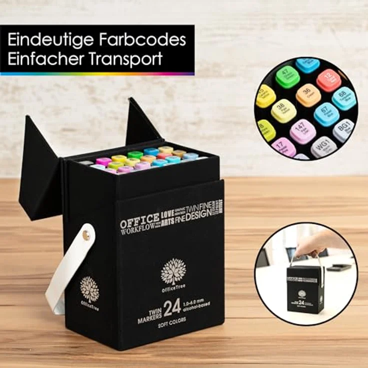 OfficeTree 24 Alkohol Marker - Weiche Farben - Twin Marker Set zum Zeichnen und Malen - Touch Marker Stifte auch als Manga Stifte – Bild 4