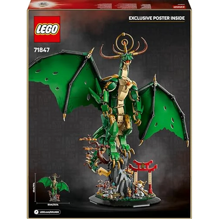 LEGO Ninjago 71847 Der Wächterdrache Bausatz, 48 cm Modell mit beweglichem Drachen und Meister Wu Minifigur, Mehrfarbig – Bild 8