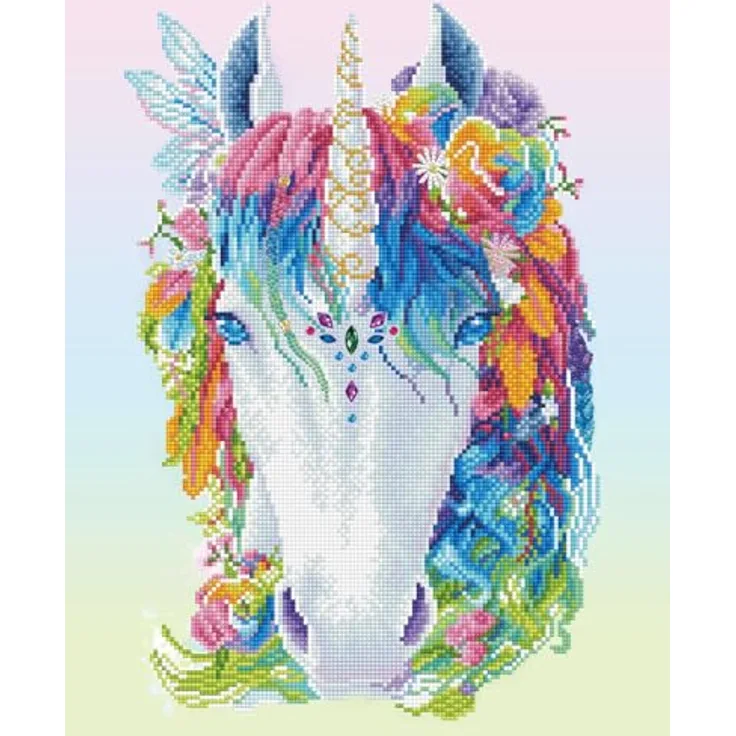 DIAMOND DOTZ DD11.004 - Original 5D Diamond Painting Set Mystic Unicorn Einhorn, Kreativset mit 14.681 Diamant Mosaiksteinen, Malset ca. 41x51 cm, DIY Komplettset für Erwachsene und Kinder ab 8 Jahren