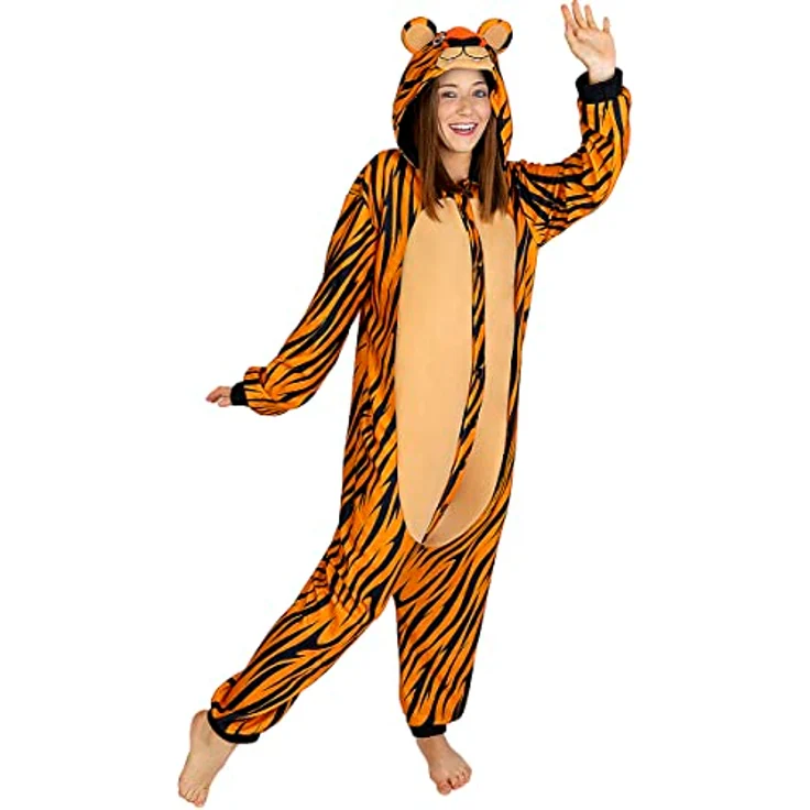 Funidelia Tiger Onesie Kostüm für Herren und Damen - Größe S-M, Orange, 100% Polyester - Tiere, Wüste, Dschungel - Erwachsenenkostüm – Bild 5