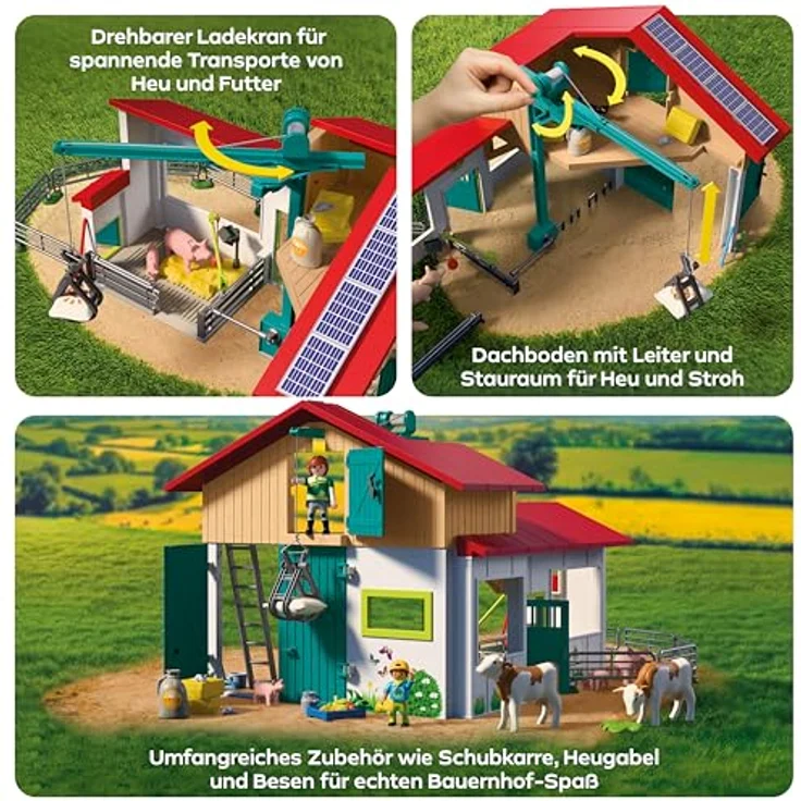 Playmobil Country - Großer Bauernhof mit funktionierendem Ladekran, Tierställen und beweglichen Tieren – Bild 4