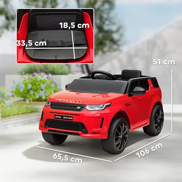 AIYAPLAY Kinder Elektroauto 12V Land Rover Discovery Sport Kinderauto mit 2,4G Fernbedienung, Musik, Hupe, LED-Lichtern, USB/MP3-Anschluss, Rot – Bild 5