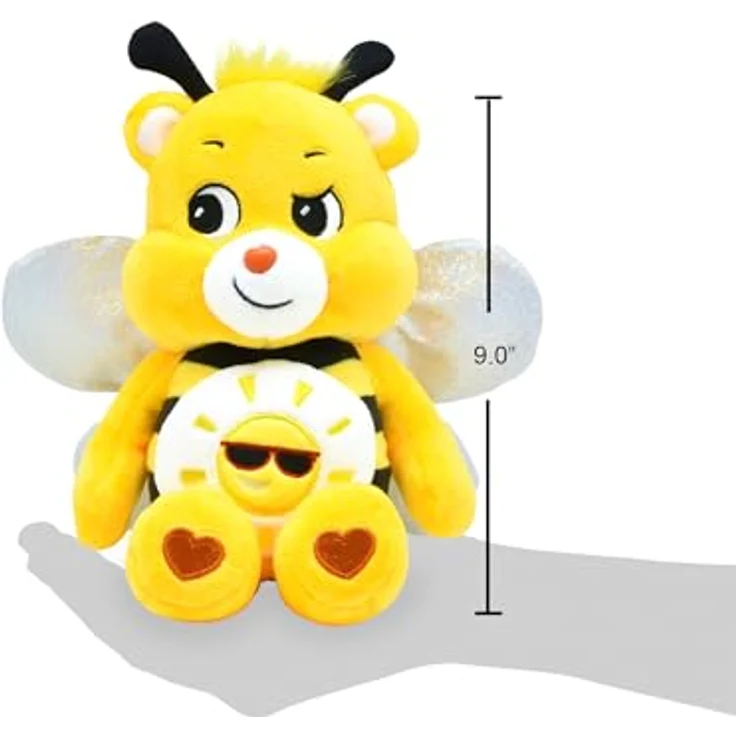 Care Bears 22cm Plush - Bumble Bee Funshine, Kuscheltier mit knisternden silbernen Flügeln, gelber Sonne auf dem Bauch – Bild 4