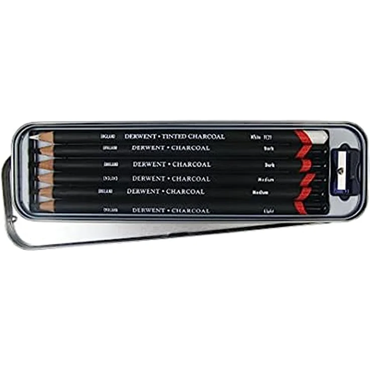 Derwent Kohlestifte, Zeichnen & Schreiben, 6er-Set, Hell, Mittel, Dunkel & Getöntes Kohleweiß, Ideal zum Mischen & Verwischen, Inkl. Spitzer, Professionelle Qualität, 0700838 – Bild 4