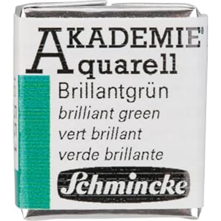 Schmincke Akademie® Aquarellfarbe, Brillantgrün, halbes Näpfchen, vegane Künstler-Aquarellfarbe, hohe Lichtechtheit, Made in Germany – Bild 1