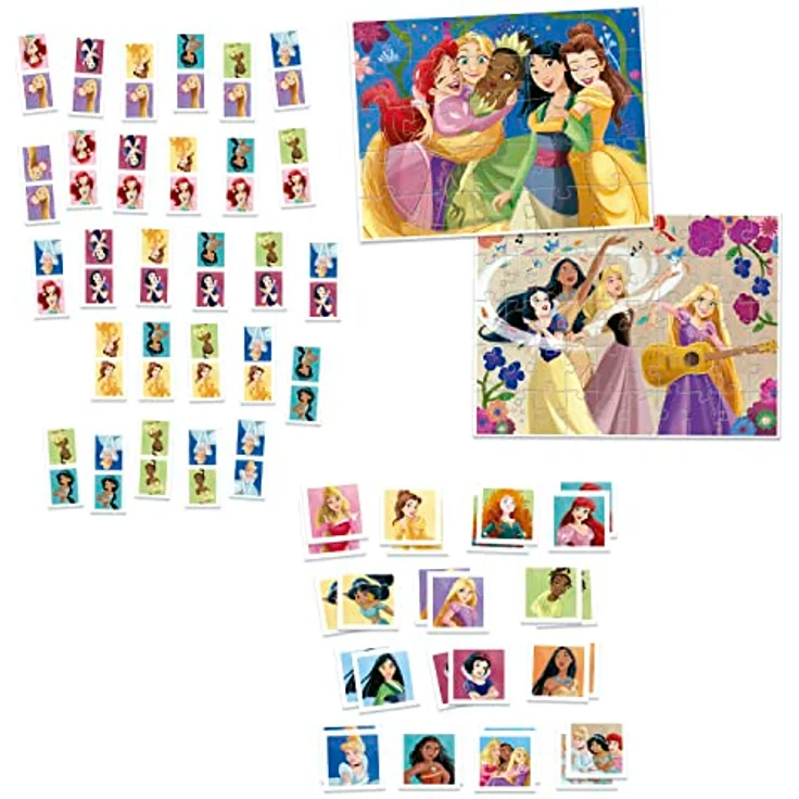 Educa Disney Prinzessinnen 4-in-1 Superpack, Domino, Memo-Spiel und 2 Puzzles mit 25 und 50 Teilen, Lernspielzeug für Mädchen ab 3 Jahren, offiziell lizenziert – Bild 2