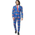 OppoSuits Captain America, Kostümanzug in Blau mit Jacket, Hose und Krawatte, Größe 50