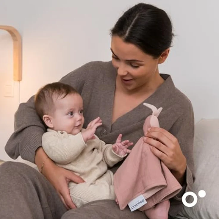Doomoo You&Me Schnuffeltuch Baby, Schmusetuch aus Bio-Baumwolle und organischem Frottee, 2 in 1, Öko-Tex zertifiziert, pink – Bild 5