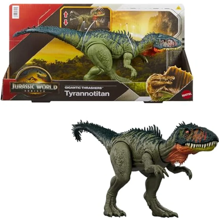 Mattel Jurassic World - Gigantic Thrashers - Tyrannotitan Actionfigur mit Schwanzangriffsbewegungen – Bild 1