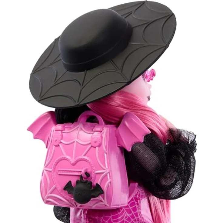 Mattel® Anziehpuppe Monster High Draculaura with Pet Fabulous Doll, Rosa und Schwarz, Gruselige Accessoires, Voll artikuliert – Bild 4