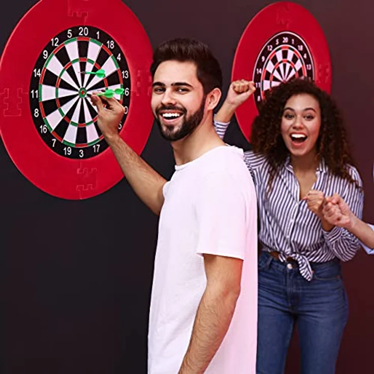 Relaxdays Dart Catchring R7, 4-teilig, Schutzring für 45 cm Dartscheibe, stabiler Wandschutz aus EVA, Gesamtdurchmesser 72 cm, rot – Bild 5