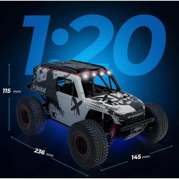 Overmax X-Jackal Ferngesteuertes RC Auto Monster Truck 1:20, 4WD, bis 30 km/h, LED-Beleuchtung, 600 mAh Li-Ion Akku, 2,4 GHz – Bild 8