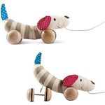 Hape Nachziehhund Hugo, bunter Stoffhund mit Flüsterrollen für kleine Entdecker, geeignet ab 12 Monaten