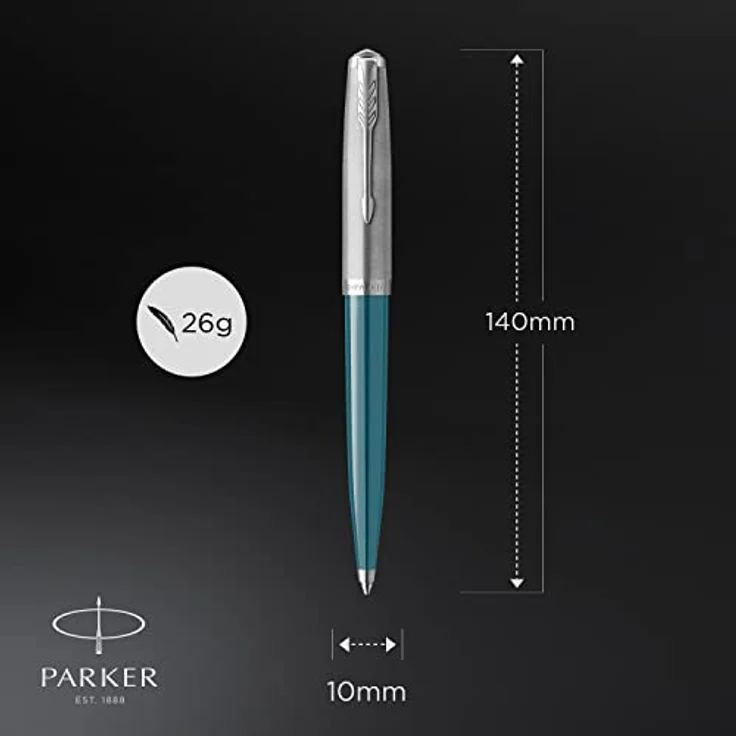 Parker 51 Teal C.C. M, Kugelschreiber aus Edelharz in Teal Blue mit ikonischer Feder – Bild 3