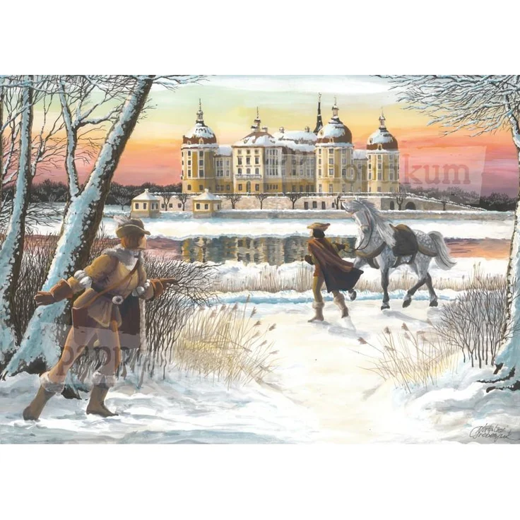 Pappnoptikum GmbH Aschenputtel Adventskalender Moritzburg – Papier, Märchenmotiv mit Veränder-mich-Funktion, hergestellt in Sachsen