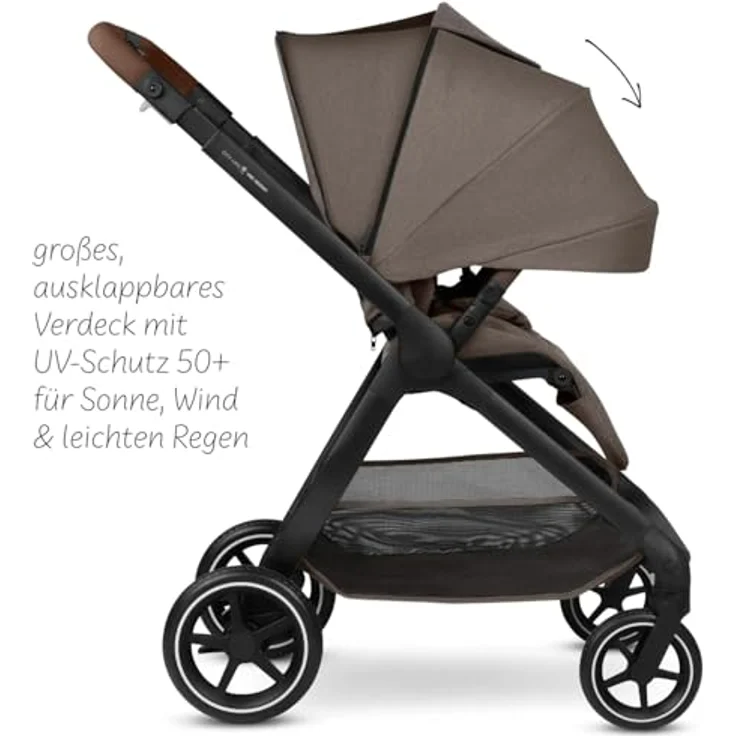 ABC Design City Life Kinderwagen / Buggy, leichter Kombikinderwagen mit 5-Punkt-Gurt, höhenverstellbarem Teleskopgriff und UV-Schutz 50+, Farbe: Nature – Bild 8