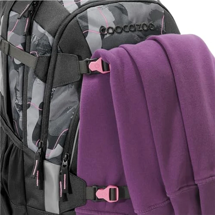 coocazoo Schulrucksack Mate „Bubble Brush”, grau-rosa, ergonomischer & anpassbarer Tornister, höhen- & größenverstellbar, mit Brustgurt & Hüftgurt, ab der 3. Klasse – Bild 3