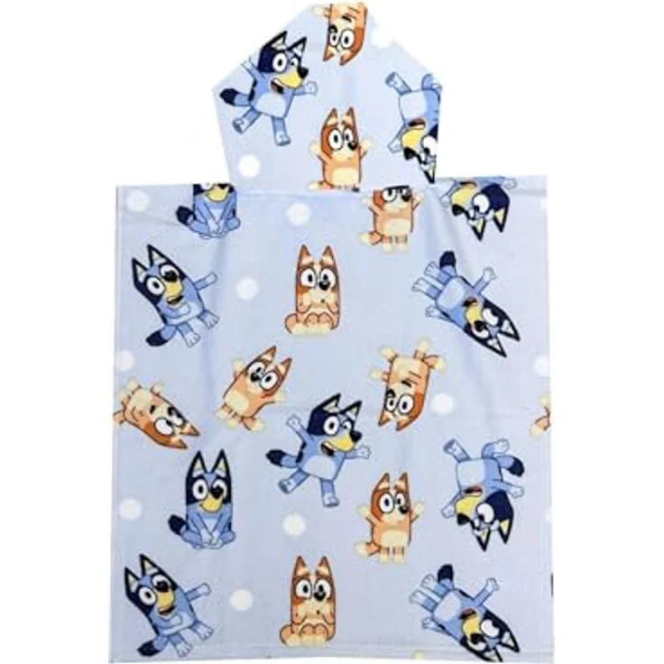 Bluey Badeponcho Kinder Bade-Poncho, vielseitig einsetzbar und schnell trocknend mit Kapuze und seitlichen Schlitzen – Bild 2