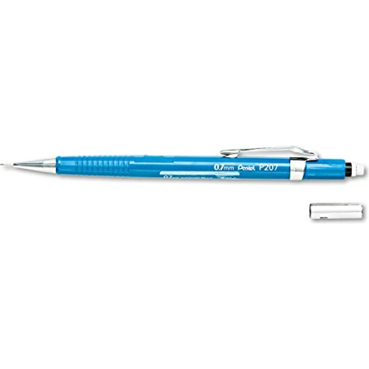 Pentel P207 Druckbleistift blau, HB 0,7 mm, bruchsichere HI-Polymer-Mine, integrierter Radierer – Bild 1