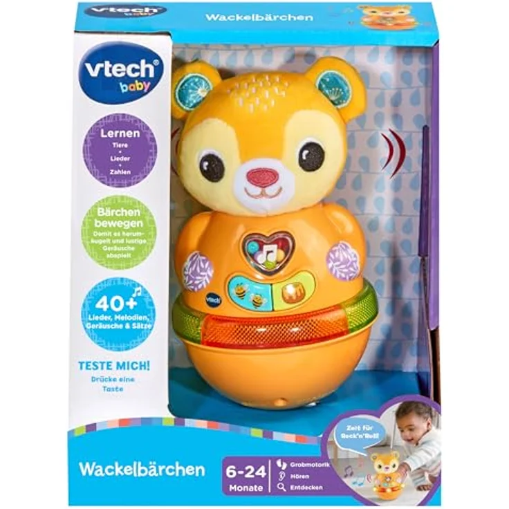 Vtech Baby Wackelbärchen, Interaktives Spielzeug mit 3 gesungenen Liedern und 12 Melodien, für Kinder von 6-24 Monaten – Bild 4