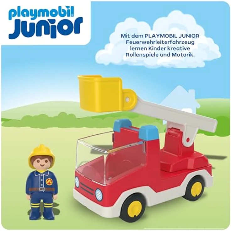 Playmobil® Konstruktions-Spielset Feuerwehrleiterfahrzeug (71683), JUNIOR, (2 St), Made in Europe – Bild 7