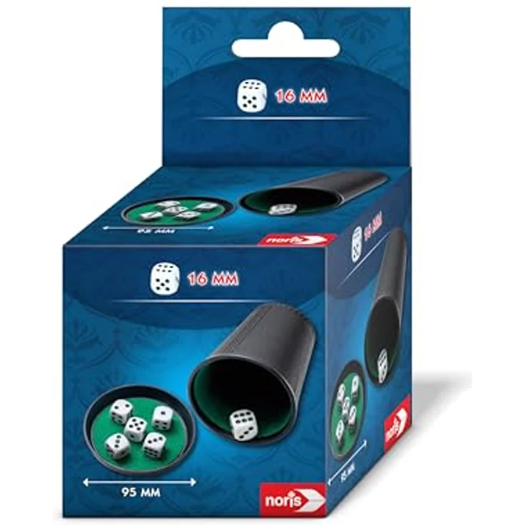 Noris 606152776 Würfelbecher Set, Würfelspiel mit 6 Würfeln (16mm) und Deckel, Mehrfarbig, für Spieler ab 3 Jahren – Bild 3