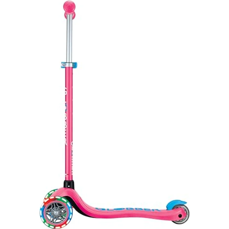 GLOBBER PRIMO PLUS LIGHTS – Tretroller für Kinder, 3-rädrig, höhenverstellbar, LED-Leuchtrollen, pink, ABEC 9 Kugellager – Bild 5