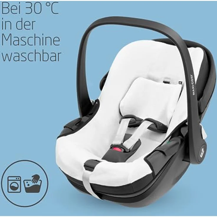 Maxi-Cosi Sommerbezug aus Biobaumwolle für Pebble 360, Babysitzbezug, atmungsaktiv und feuchtigkeitsabsorbierend, maschinenwaschbar, nachhaltige Baumwolle, Naturweiß – Bild 4