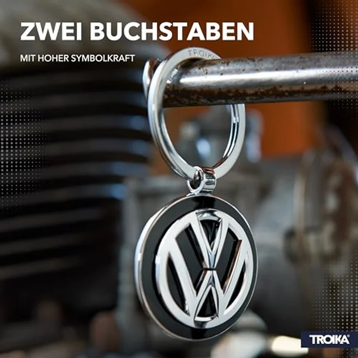 TROIKA Schlüsselanhänger Schlüsselanhänger VW-Logo VW VOLKSWAGEN KEYRING chrom/schwarz/silberfarben – Bild 4