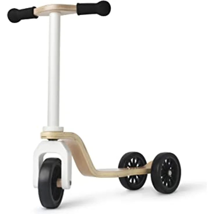 Kinderfeets Kinder-Roller, handgefertigter Scooter aus nachhaltigem Holz mit 3 EVA-Luftreifen, naturholzfarben mit weißen Akzenten, geeignet für Kinder ab 2 Jahren