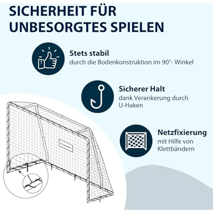 HUDORA Start Fußballtor 180 x 120 x 60 cm - Standfest & hochwertig mit Klicksystem - Garten-Tor für Kinder & Erwachsene, weiß – Bild 3