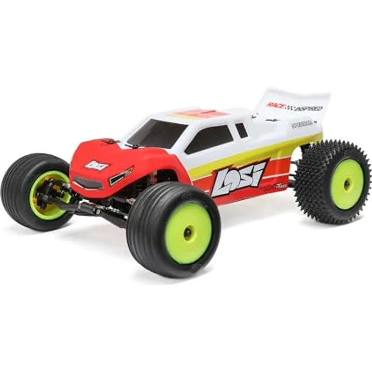 LOSI 1/18 Mini-T 2.0 V2 2WD Stadium Truck Brushless RTR, Red - Ready-to-Run RC Car with Spektrum Brushless System and Smart G2 LiPo Battery