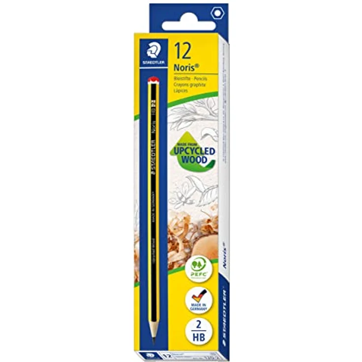 STAEDTLER Bleistift Noris 120, Made from Upcycled Wood, Härtegrad HB, Rutschfeste Soft-Oberfläche, hohe Buchfestigkeit, hohe Qualität Made in Germany, Packung mit 12 Stück, 120-2 – Bild 1